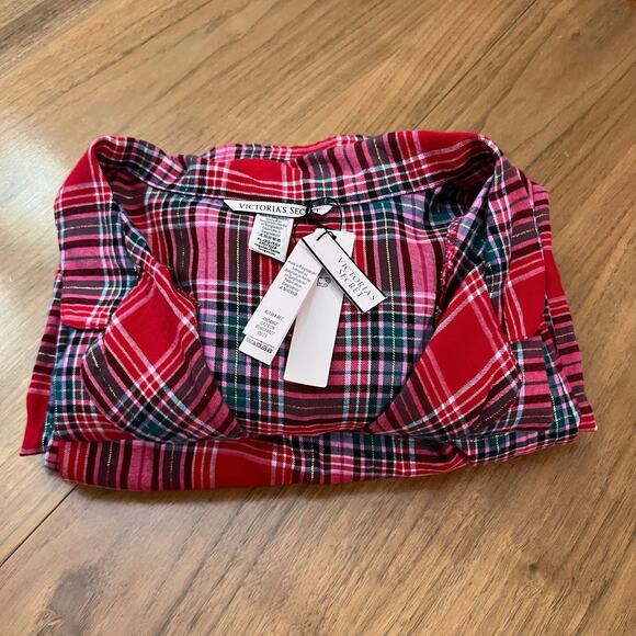 Victoria Secret Pajama Set XL Plaid Cotton Blend New NWT Long Sleeve Top Pants - Picture 12 of 16